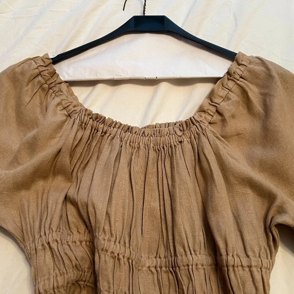 Spartina 449 Linen midi dress taupe size medium - Picture 4 of 5